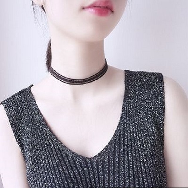 シンプル ブラック レース チョーカー レザー ネックレス Glamorous Jewel グラマラスジュエル レディースアクセサリー 小物 ファッションの通販