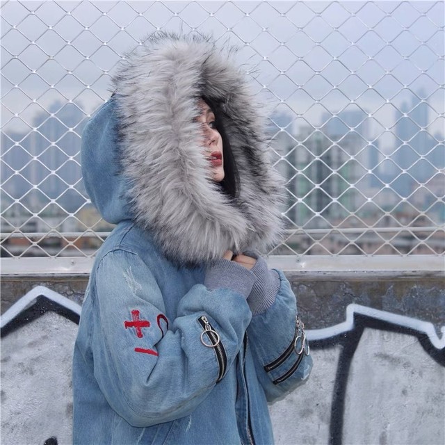 【ラスト1点】denim fur down jacket