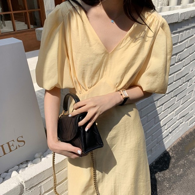 ワンピース レディース ワンピース Vネック 無地 マキシワンピース 通勤 Ol 韓国風ワンピース 夏 ロングワンピース 30代 40代rb R3 24 Nk06 0015 Redbell