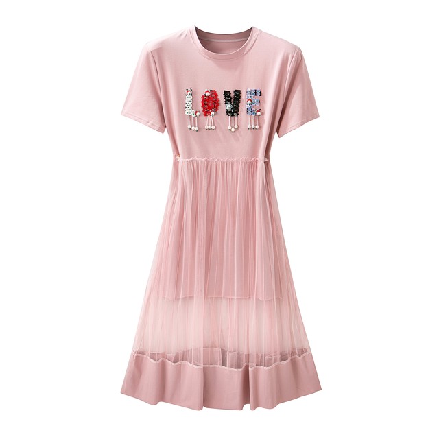 レディース トップス ワンピース 可愛い お買い得 ドレス キュート 大きいサイズ シースルー オシャレ 装飾 夏服 夏 半袖 涼しい Max Voyage