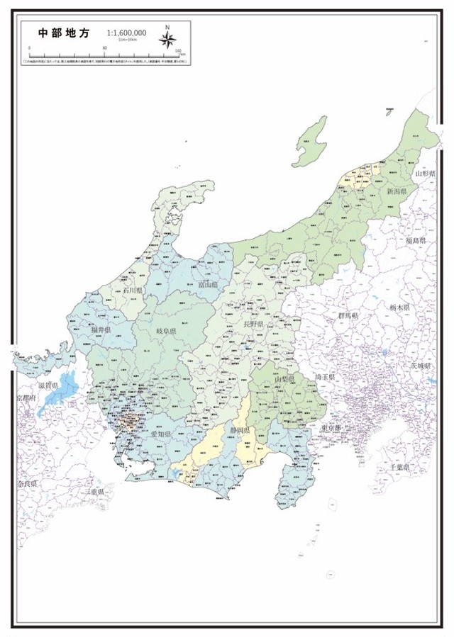 P4中部地方 河川湖沼 K Chubu P4 楽地図 日本全国の白地図ショップ