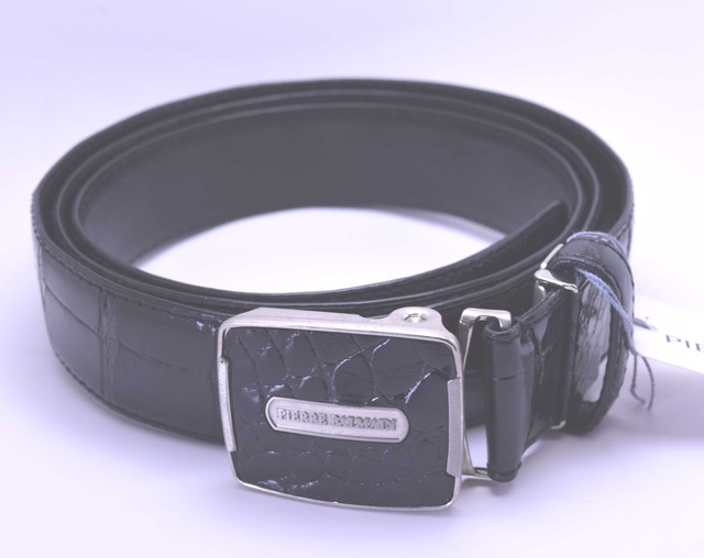 ブランド Pierre Balmain 紳士用ベルト クロコダイルベルト 本革 わに革 ブラック Amyura