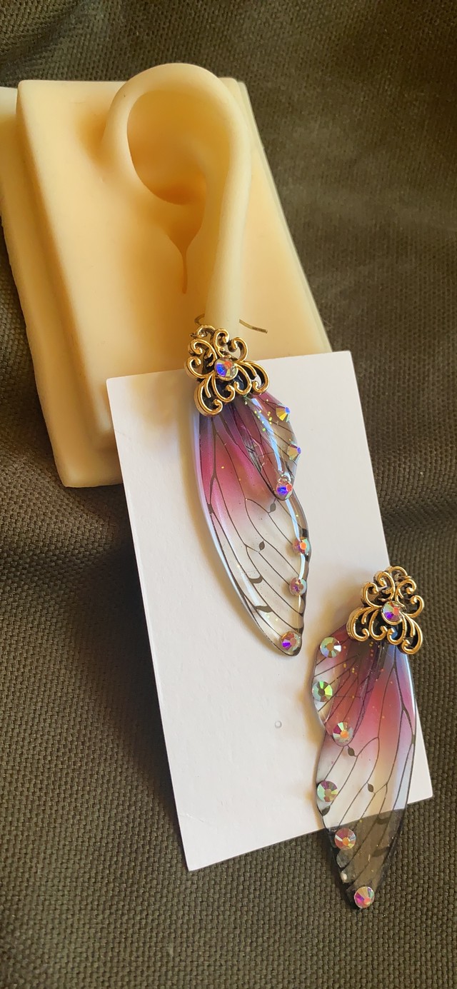 美しい蝶の羽根 紫グラデーションモチーフ豪華版 両耳 八四色 やよいろ