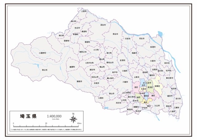 P4埼玉県 河川湖沼 K Saitama P4 楽地図 日本全国の白地図ショップ
