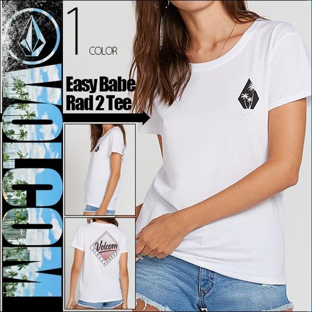 ボルコム ｔシャツ 半袖 レディース 人気 ブランド おしゃれ 入学 就職 プレゼント 通販 リゾート 白 ロゴ Easy Babe Rad 2 Tee Volcom Beachdays Okinawa