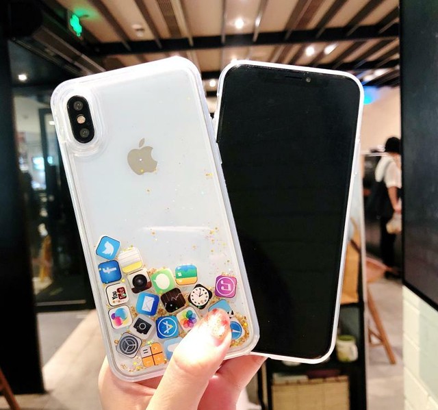 Iphoneケース カバー アイフォン スマホケース アイコン アプリ キラキラ おしゃれ ゴールド クリア 透明 お揃い ペア K096 Korean Select 韓国ファッション オルチャンファッション