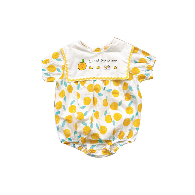 ロンパース 半袖 オレンジ プリント 襟付き セーラー 白 夏 かわいい 新生児 子供 キッズ ベビー服 赤ちゃん 女の子 Ka16 Berceau Select Shop ベルソー セレクトショップ キッズ 親子ペアetc