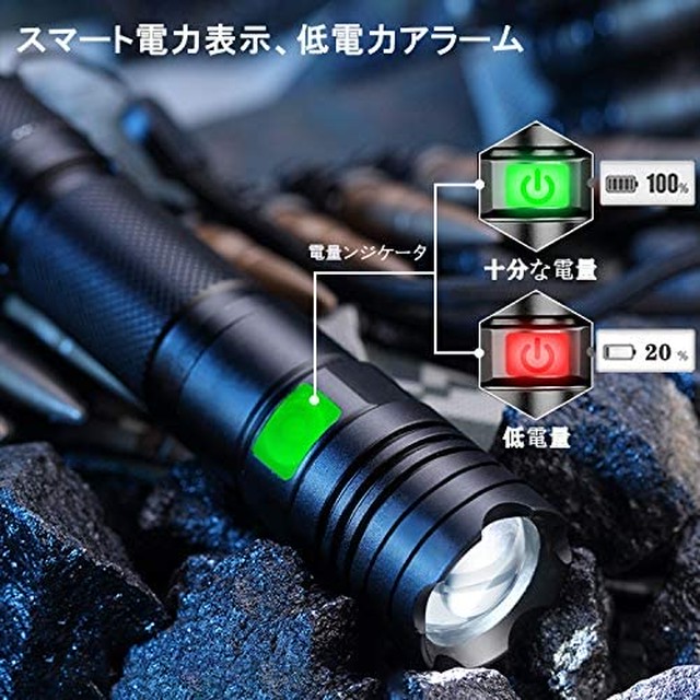 Jpcs 進化版 Kensun 懐中電灯led 超高輝度 1600ルーメン Usb充電式 Cree Xml L2 Led 超強力小型ミニ懐中電灯 ハンディライト Ledライト 防水 防災 軍用 最強 自転車 停電対策 軽量 明るい ズーム式5モード調光可能 アルミニウム合金材 Usbケーブル 吊りロープ