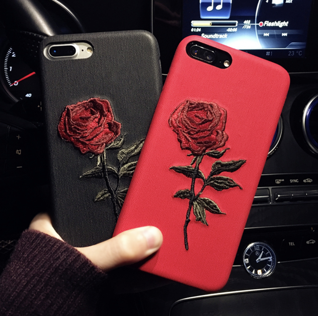 Iphone X ケース 薔薇 バラ 刺繍 オシャレ 可愛い カバー 赤 Zaf
