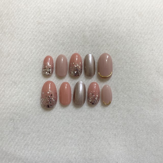 ネイルチップ ピンクネイル ラメネイル Ciel ネイルチップ専門店