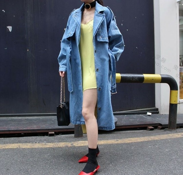 デニムコート ジーンズ オータムコート ロングコート 秋 冬 長袖 ラグランスリーブ オーバーサイズ ジャケット 学生 通学 カジュアル 韓国 オルチャン Like Fashion