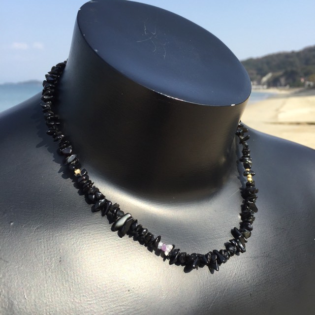 40 ブラックオニキス 天然石ネックレス ブラックオニキスネックレス ブラックスピネルネックレス Made By Royal Brave