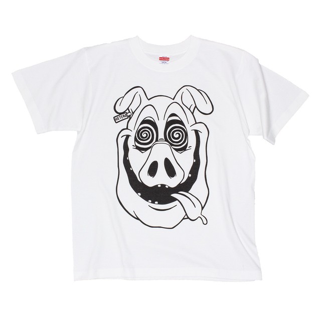 Trippy Pig 送料無料 メンズ ホワイト 6 2oz ヘビーウェイト 綿100 ｔシャツ Hetero ヘテロ