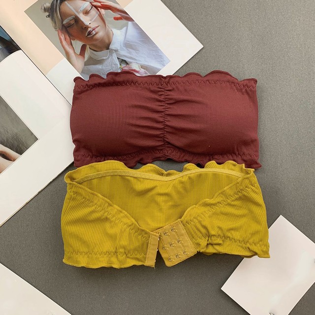 国内発送 ギャザー チューブトップブラ ノンワイヤー オフショルダー ブラトップ カップ 白 黒 おしゃれ かわいい ブラ 下着 インナー Infini Arc En Ciel