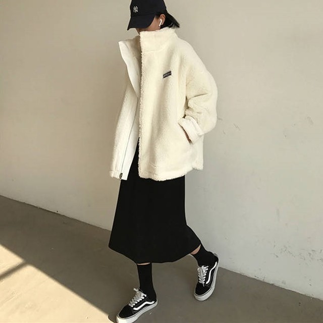 ボアジャケット リバーシブル ビッグシルエット ラフ ボーイッシュ カジュアル トレンド おでかけ テーマパーク スポーツ観戦 秋冬 Choco Chaco