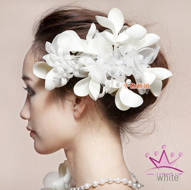 フラワーヘッドドレス フラワー付き飾玉ネックレス２点セット ベイビーカノン