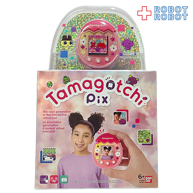 バンダイ Us版 たまごっちピックス Tamagotchi Pix フローラルカラー ピンク Robotrobot