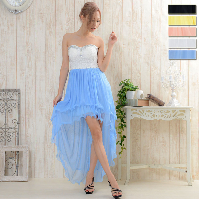 上品胸元レーステールカットロングドレス パーティードレス フォーマル キャバドレス Sevenocean