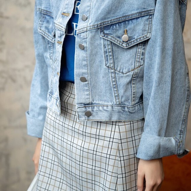 アウター ジャケット デニム Gジャン ショート丈 長袖 ビッグシルエット オーバーサイズ レトロ カジュアル ガーリー デイリー おでかけ Mfunh With