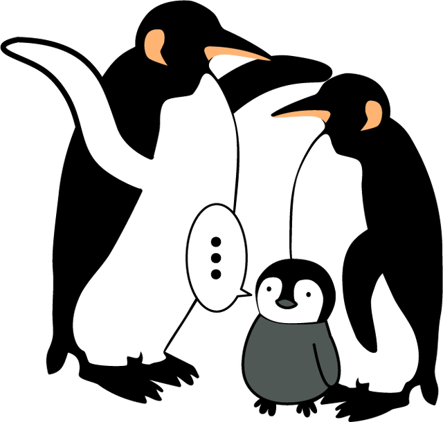 コウテイペンギンの親子 パンダメインの動物イラスト