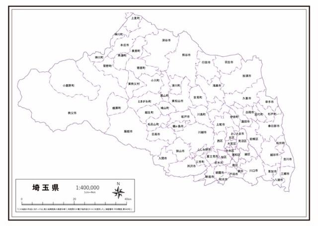 P3埼玉県 市町村名 K Saitama P3 楽地図 日本全国の白地図ショップ