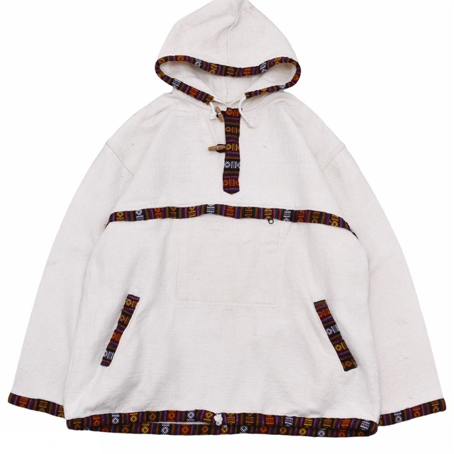 Ethnic pattern piping cotton hoodie
