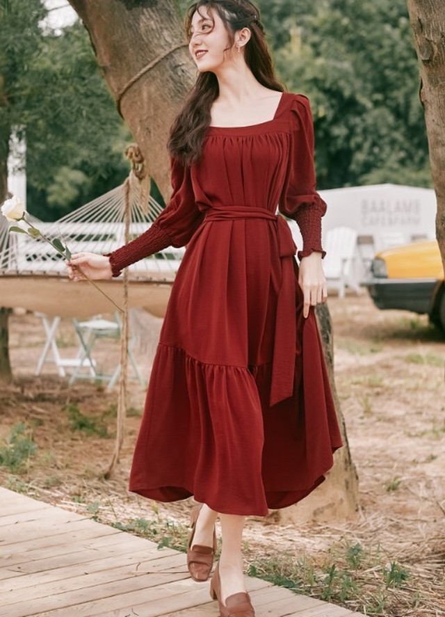 エッセンシャルズ ワンピース レトロ ハイウエスト リボン Aライン ミドル 期間限定送料無料 Www Songtainews Net