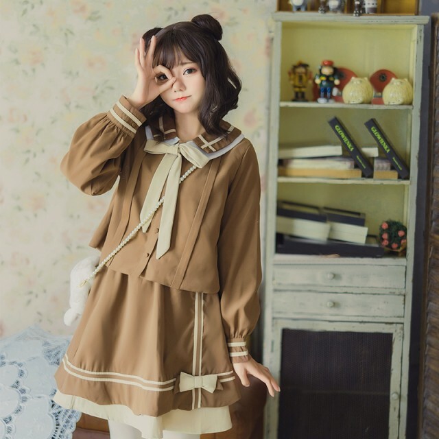 セットアップ セーラー服 長袖 トップス スカート セット ワンピース風 ゆめかわいい お揃い 双子コーデ 衣装 発表会 A586 Happinessshop ハピネスショップ レディース ファッション アイテム トレンド