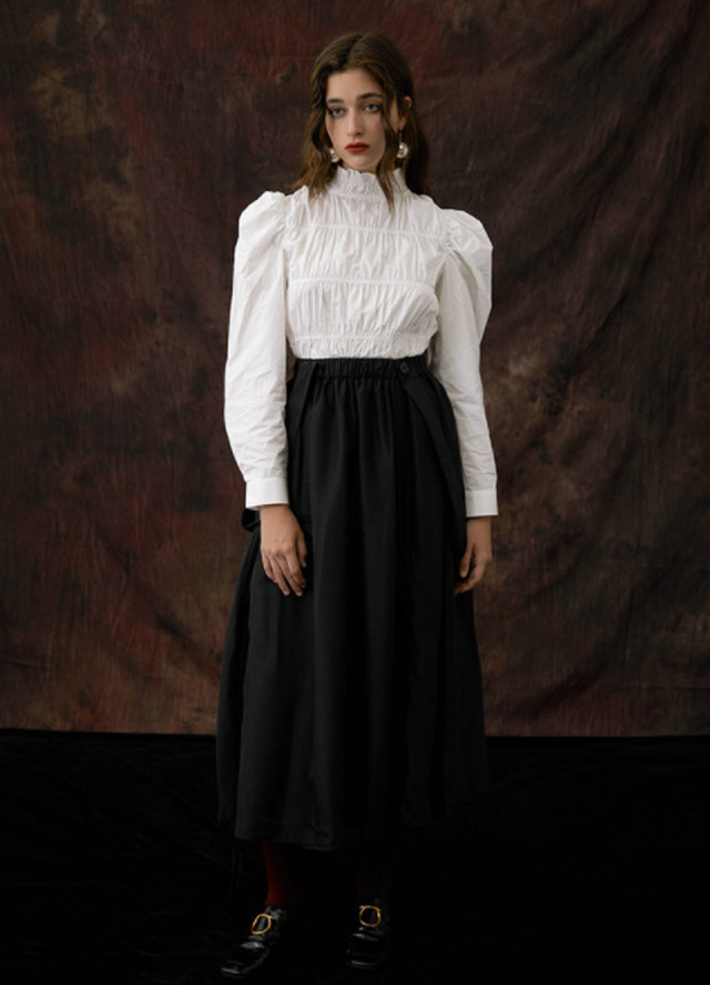 ブラウス レトロ フレンチ かわいい ゆったり 大人可愛い シンプル カジュアル 秋冬 Ret 0022 Top Mode