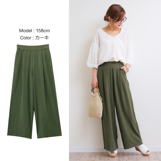 リネンレーヨン ワイドパンツ 1000539 Blanc