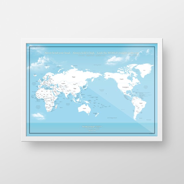 首都と国名が分かる世界地図 空と海 A1サイズ 英語 日本語ふりがな Minimalmap
