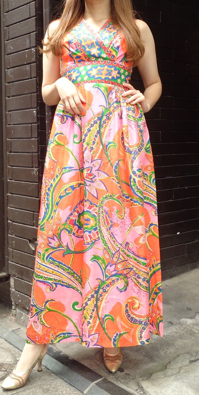 70 S Psychedelic Pattern Dress 70年代 サイケデリック 柄ワンピース Small Change ヴィンテージ 古着 Smallchange スモールチェンジ