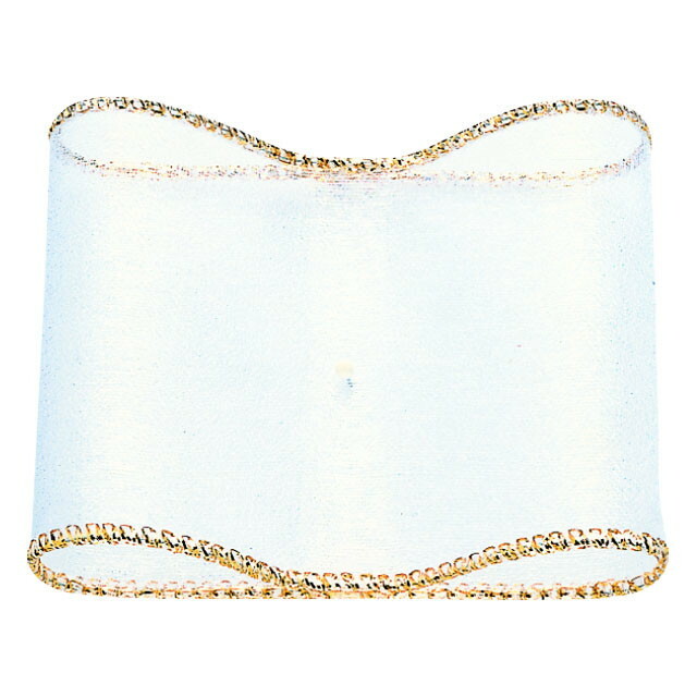 ワイヤー入り幅広リボン ホワイト ゴールド 白地に金の縁取り １巻 幅6 3cm 9m オーガンジー ポリエステル ラッピング ギフト プレゼント フラワーアレンジ 装飾 花嫁diy 幸せデリバリー リングピローなどの結婚式アイテム 手芸用品の通販