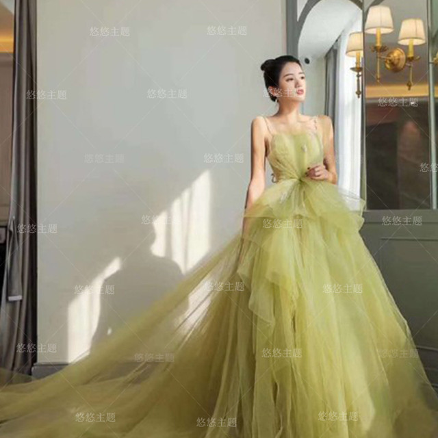 21年最新海外 フレアスカート プリンセスライン キャミソール 緑 高品質 カラードレス ウェディングドレス Embalagensdealuminio Com Br