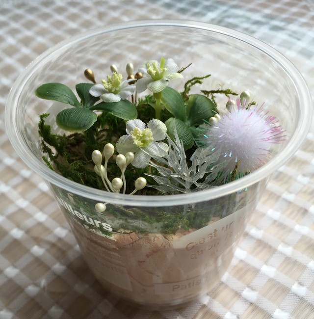 春の庭 母の日 プレゼント 花 ジオラマ 廃材 箱庭 工作 贈り物 置物 粘土細工 Ziorama8401