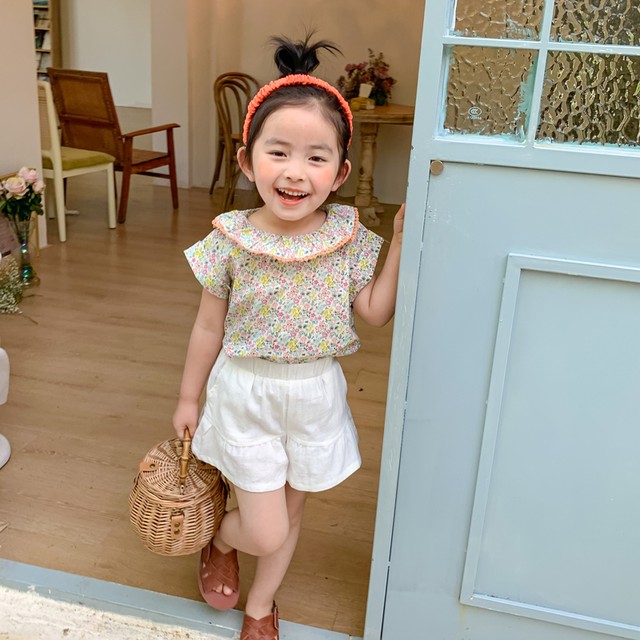 ブラウス 半袖 襟付き 小花 タイニーフラワー 後ろボタン プルオーバー 夏 かわいい 子供 キッズ 女の子 女児 Mo751 Berceau Select Shop ベルソー セレクトショップ キッズ 親子ペアetc