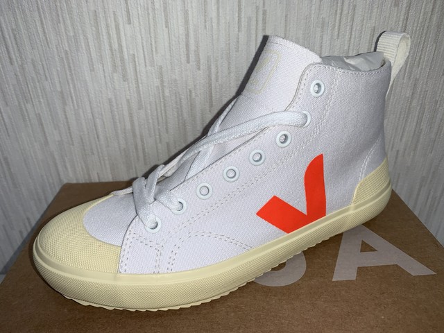 VEJA(N)NOVA-HT CANVAS WHTE-ORANGE-FLUO BUTTER-SOLE 20%OFF
