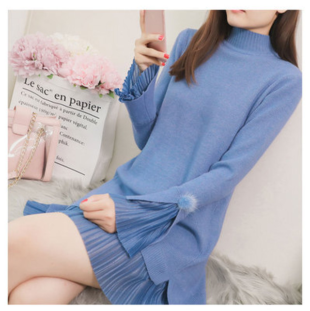 マタニティドレス ワンピース 2種類 秋冬 デート お出かけ プリーツスカート トランペット袖 シンプルデザイン Ukiukionepicec