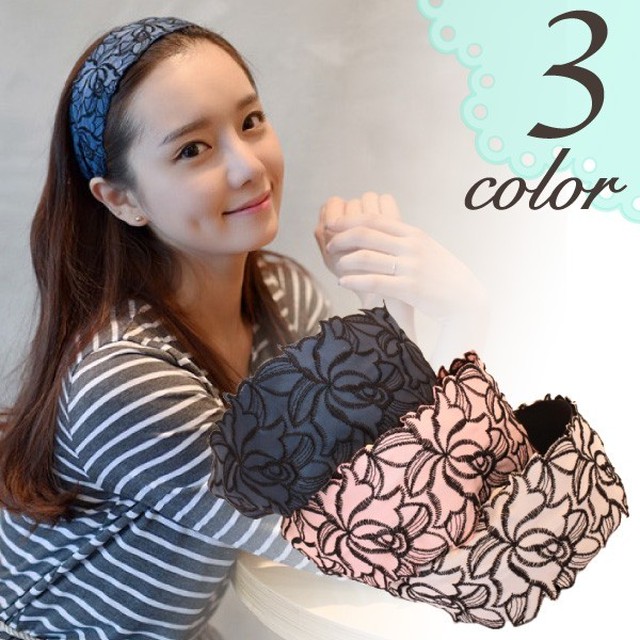 エレガント ワイド レース カチューシャ 幅広 カチューシャ 花柄 カチューム 刺繍カチューシャ 刺繍 今コレ Hummingf
