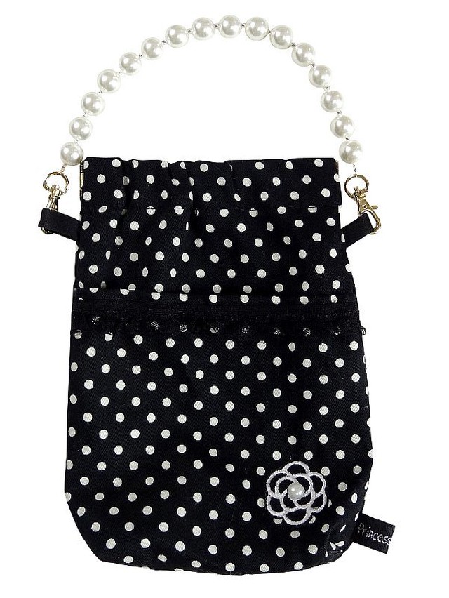 パール持ち手付・消臭マナーポーチ＜水玉×カメリア＞