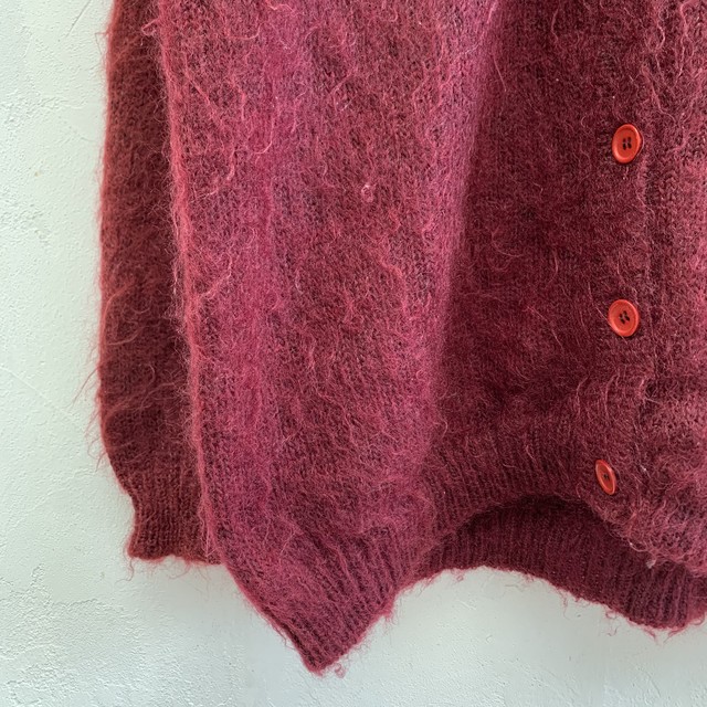 暖かモヘア モヘアニットカーディガン ボルドー 高円寺古着 Slut Albatross Vintage