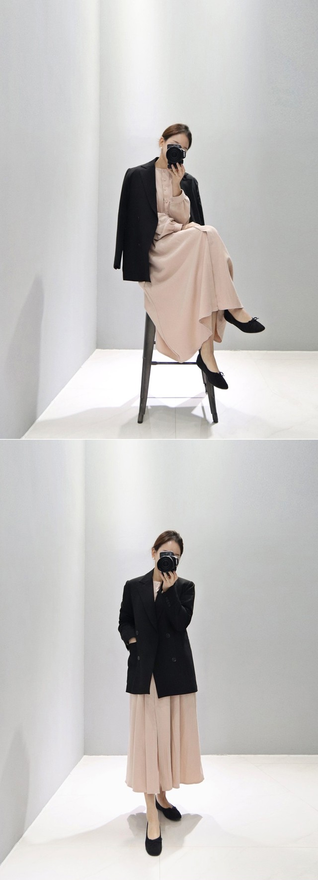 きちんと感あるノーカラーシャツワンピ ラテカラー ゆるフォルムワンピース レディース 半袖 ゆったりシルエット ポケット付 体系カバー 重ね着 シンプル 無地 大人かわいい カジュアル ワンピ 大きいサイズ 春 きれいめ 長袖シャツ ロング 長袖 韓国レディース キッズ