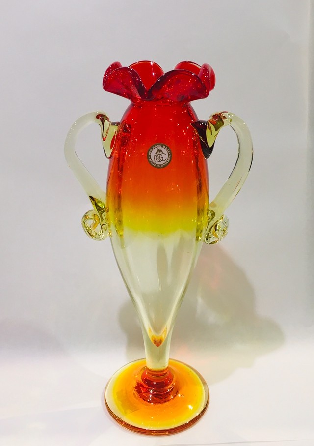 琉球ガラス 花瓶 フラワーベース 赤 赤煉瓦ガラス館