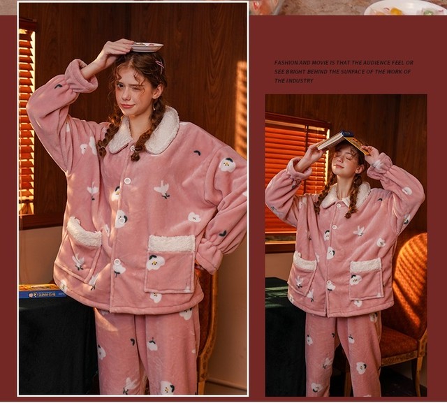 ルームウエア 部屋着 上下セット パジャマ 暖か フリース 長袖 袖ゴム 冬用 Mitchie Mary