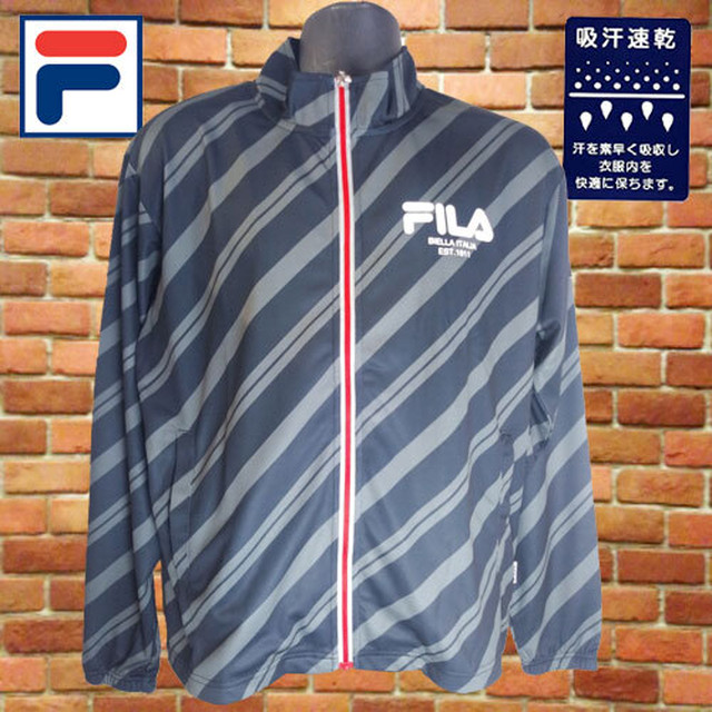 Fila フィラ Fm5362 ブラック メンズ ジャージ ジャケット テニス ウェア スポーツ 吸水速乾 汗を吸収し乾きやすいカットソー ロゴ おしゃれ 服 秋 ファイブスター