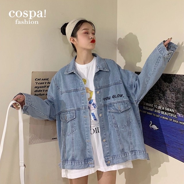 デニムジャケット レディース ｇジャン ジーンズ オーバーサイズ ビッグサイズ 韓国 冷え対策 インディゴ Cospa Fashion