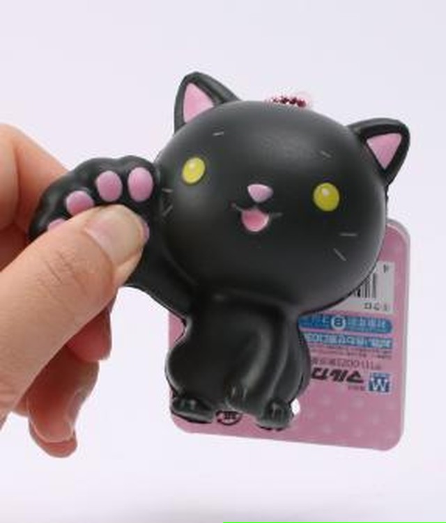 No 5754 スクイーズ 猫グッズ やわらか ネコちゃん マスコット 肉球 が ぷにぷに Cat 子ネコ クロ Next Dream
