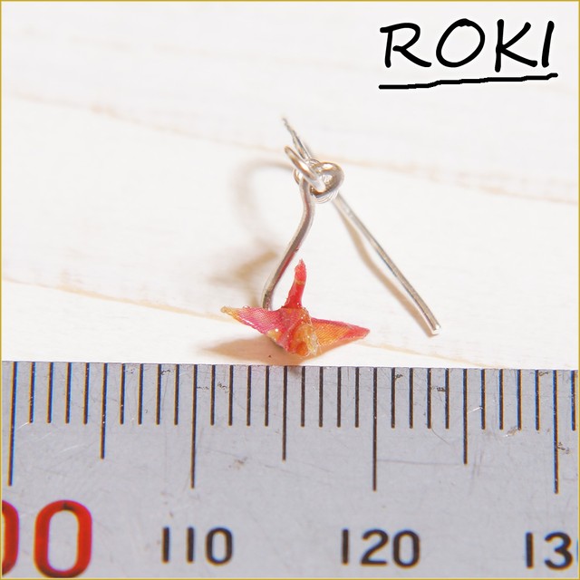 ピアス プレゼント 折り鶴 おすすめ 手作りアクセ 和装小物 かわいい ハンドメイド アクセサリー Roki22