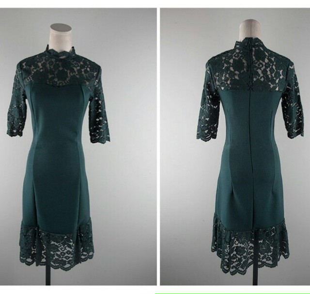 即納 グリーン レース タイト ワンピース パーティドレス 格安パーティードレス専門店 Calicot
