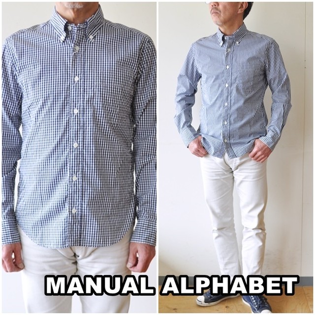 Manualalphabet マニュアルアルファベット ギンガムチェックシャツ メンズ ボタンダウンシャツ Basic Mk 048 Bluelineshop